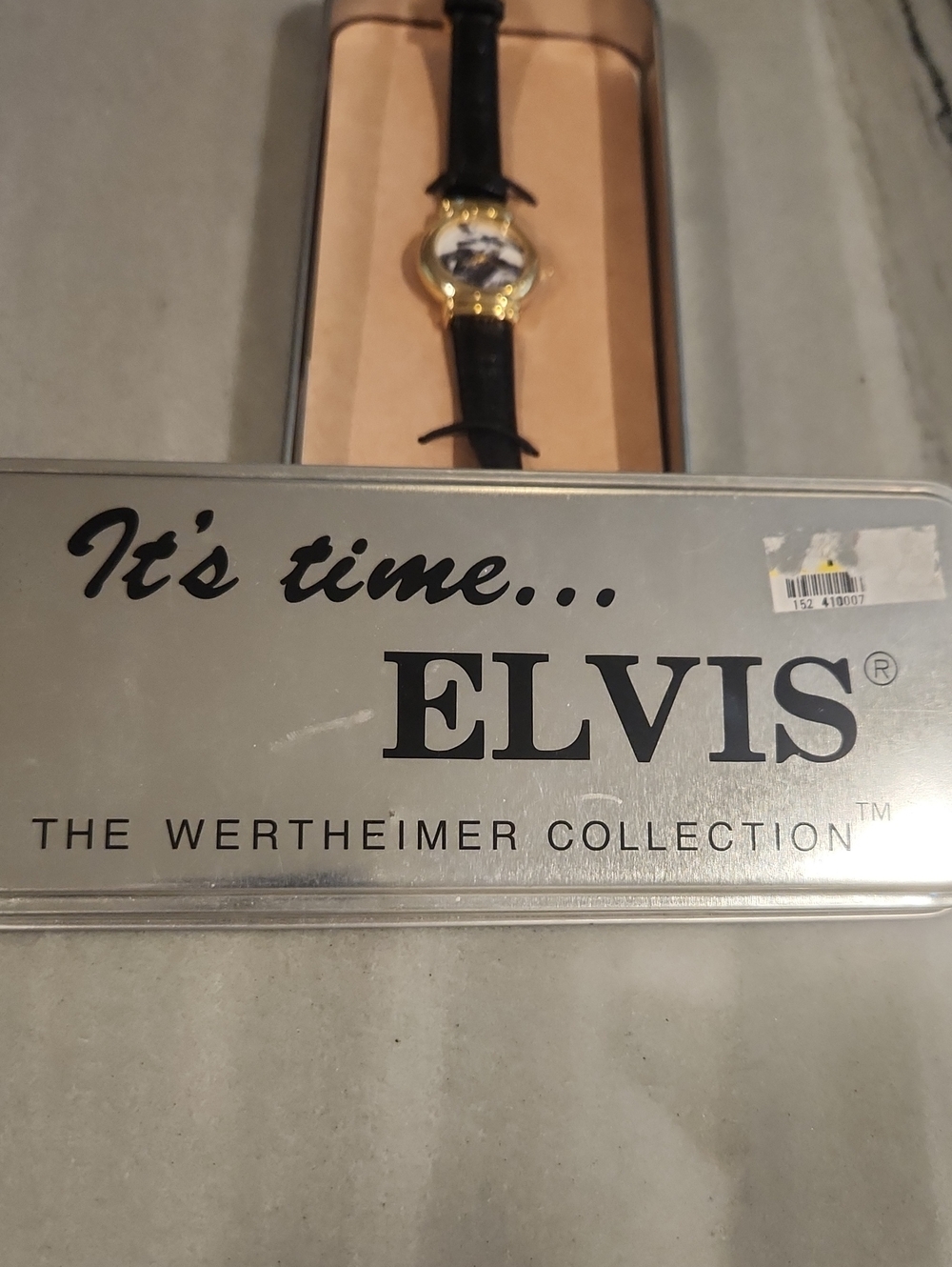 Elvis The Wertheimer Collection Gold-Tone Watch with Black Strap